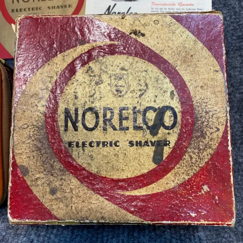 Vintage 1950s Mens Norelco Electric Shaver Type SC 7759 Original Case Box works